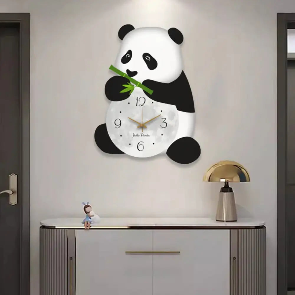 Cute Panda Wall Clock - Black White