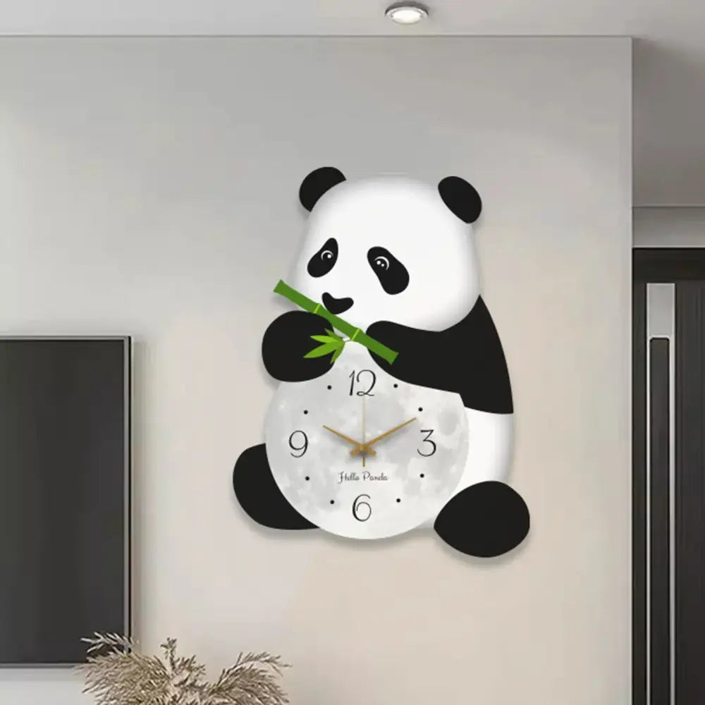 Cute Panda Wall Clock - Black White