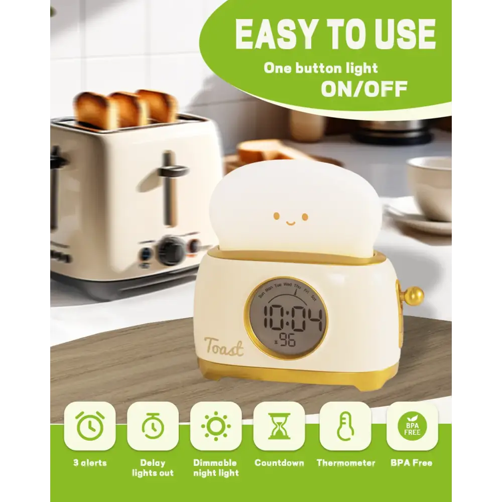 Cute Toast Alarm Clock - wall clock
