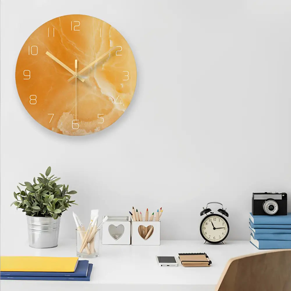 Designer Glass Wall Clock - Silent Quartz, 12 in, European Style