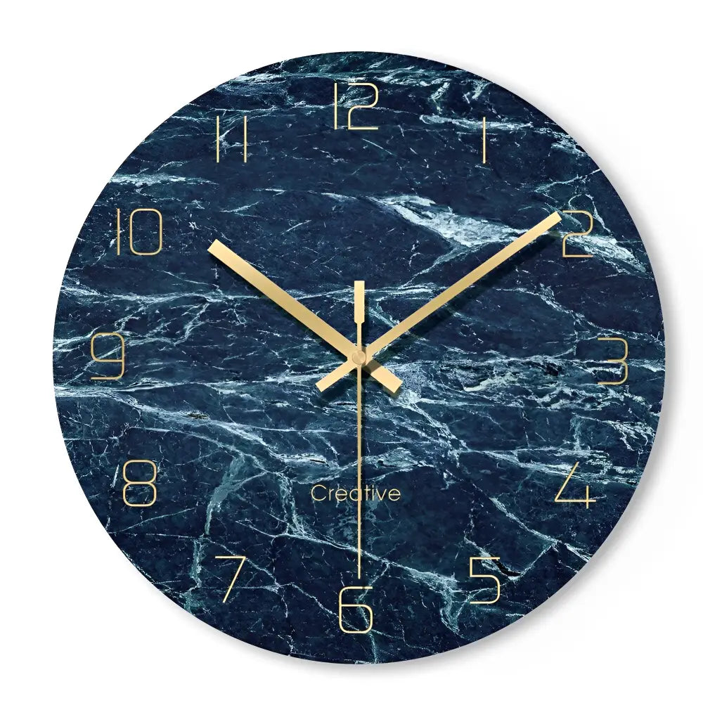 Designer Glass Wall Clock - Silent Quartz, 12 in, European Style