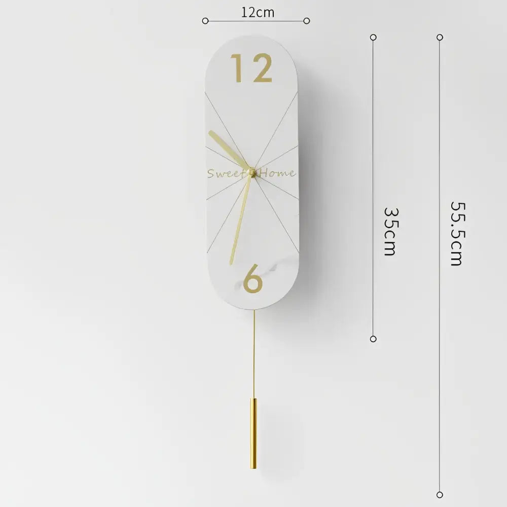 Designer Pendulum Wall Clock - Marble Pattern Acrylic