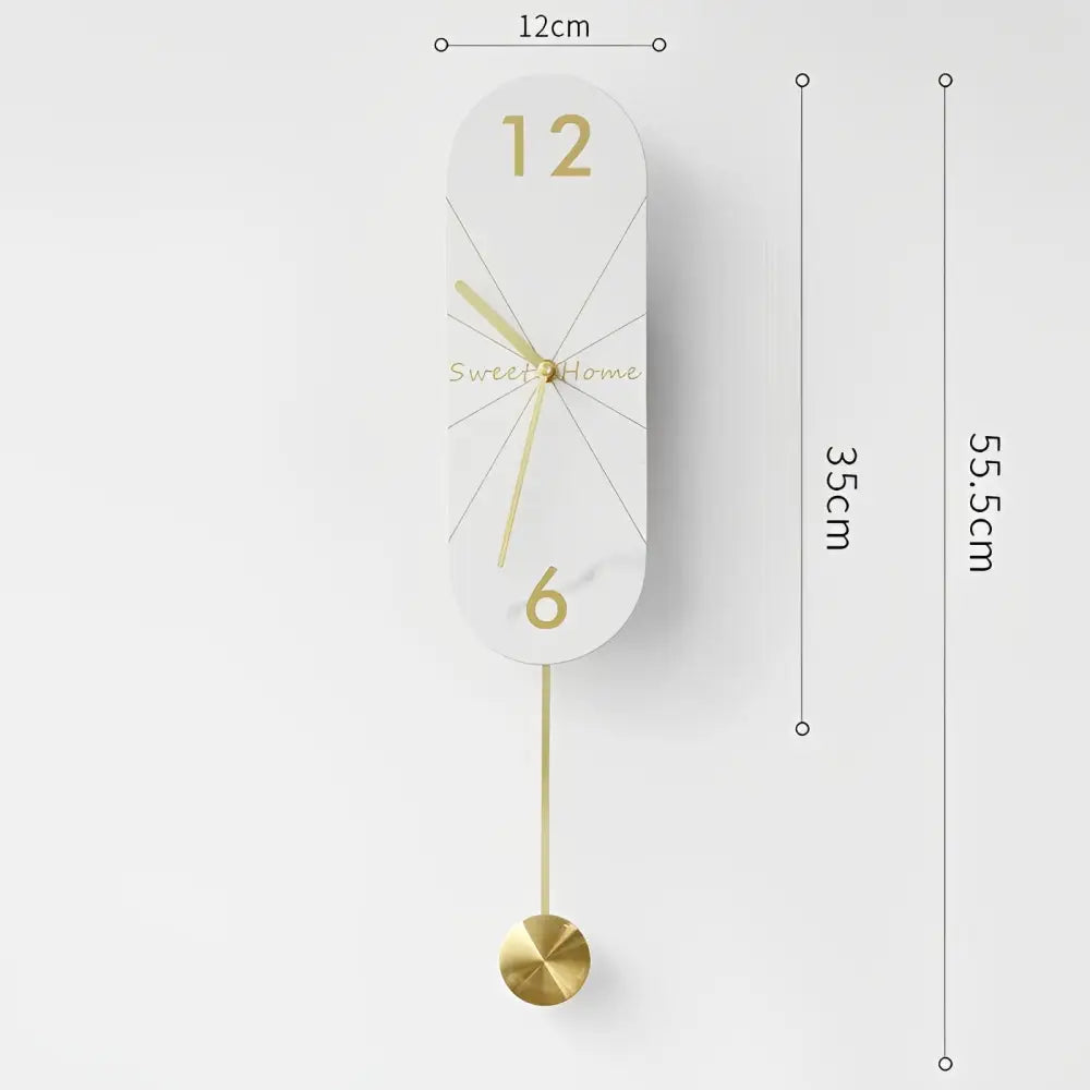 Designer Pendulum Wall Clock - Marble Pattern Acrylic