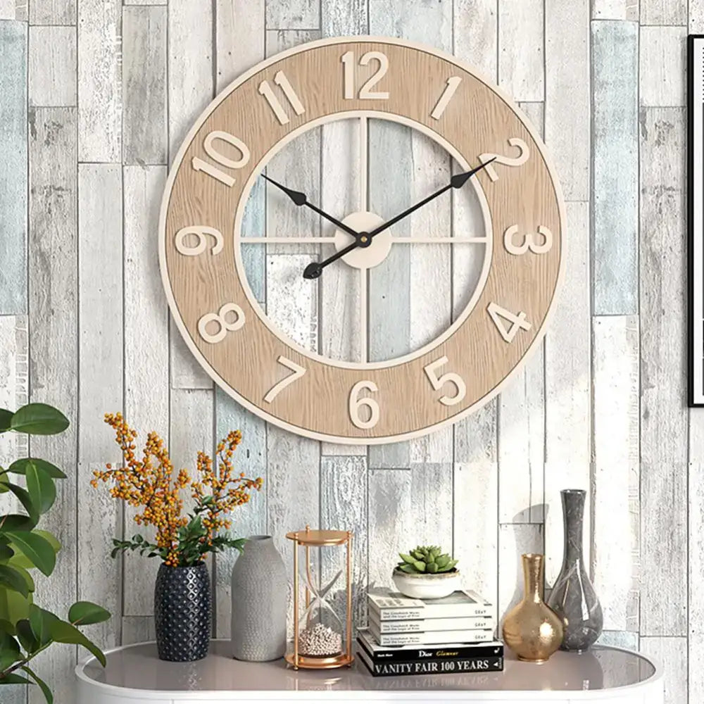 Designer wall clock in light wood - wall clock