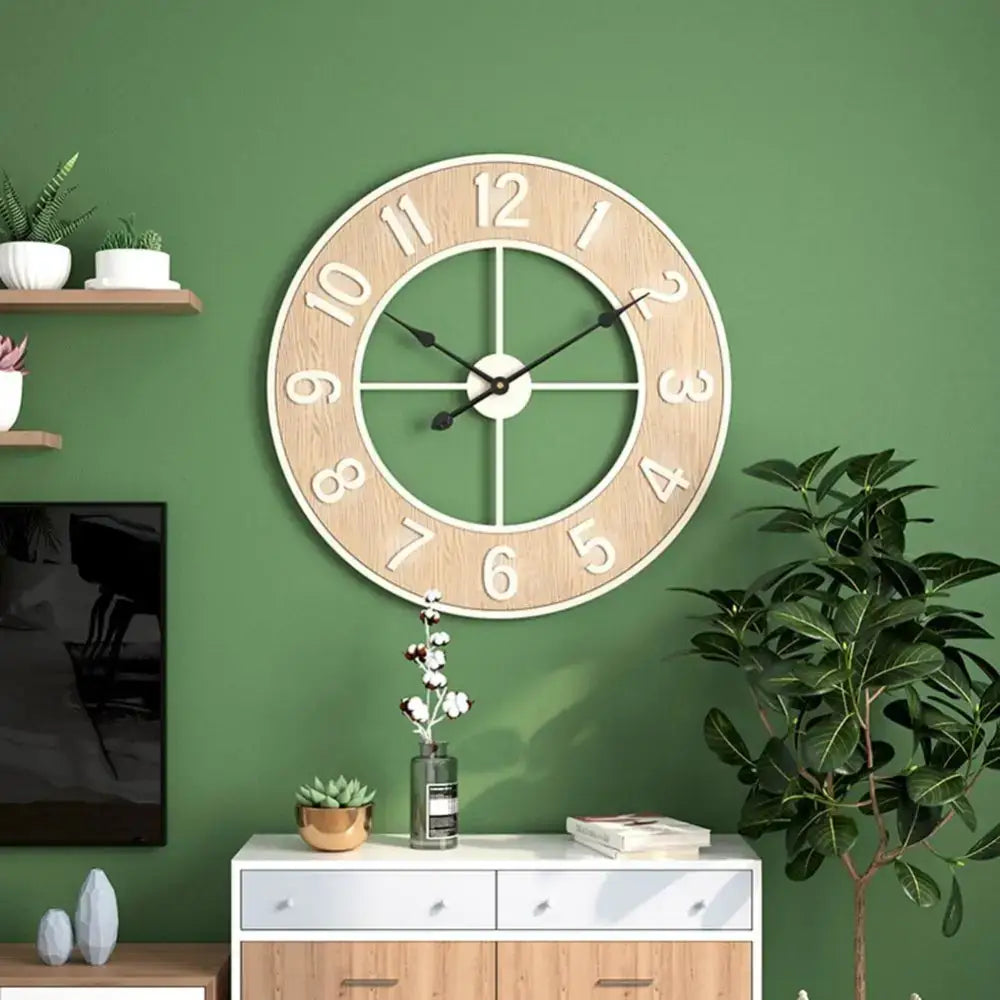 Designer wall clock in light wood - wall clock