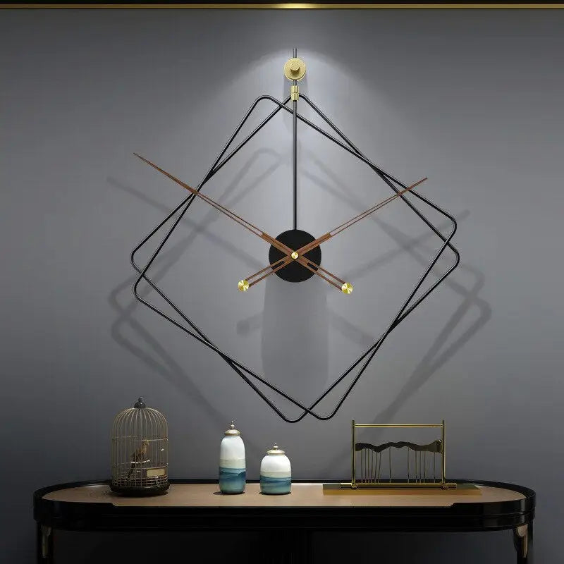 50 cm diamond wall clock hung on white wall
