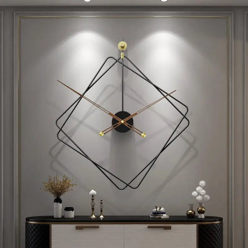 Diamond design wall clock styled in minimalist bedroom