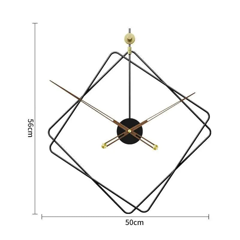 Diamond Shape Metal Wall Clock - Silent Quartz Movement
