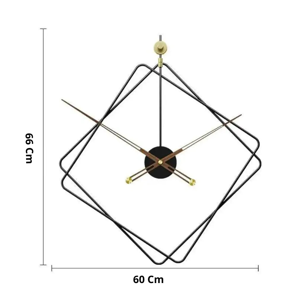 Diamond Shape Metal Wall Clock - Silent Quartz Movement