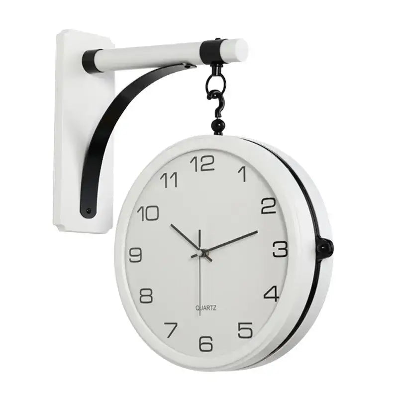 Double-Sided Clock for Living Room Decoration - Blanc Noir - wall clock