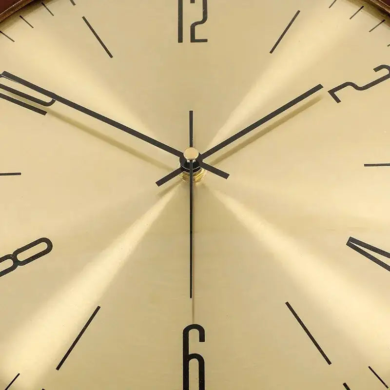 Close-up of silent quartz movement and metal clock face