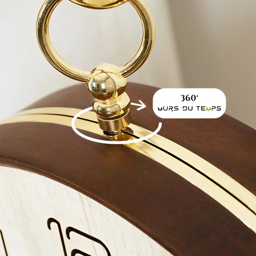 Silent double-face bamboo clock viewed from side showing 15 mm wood thickness