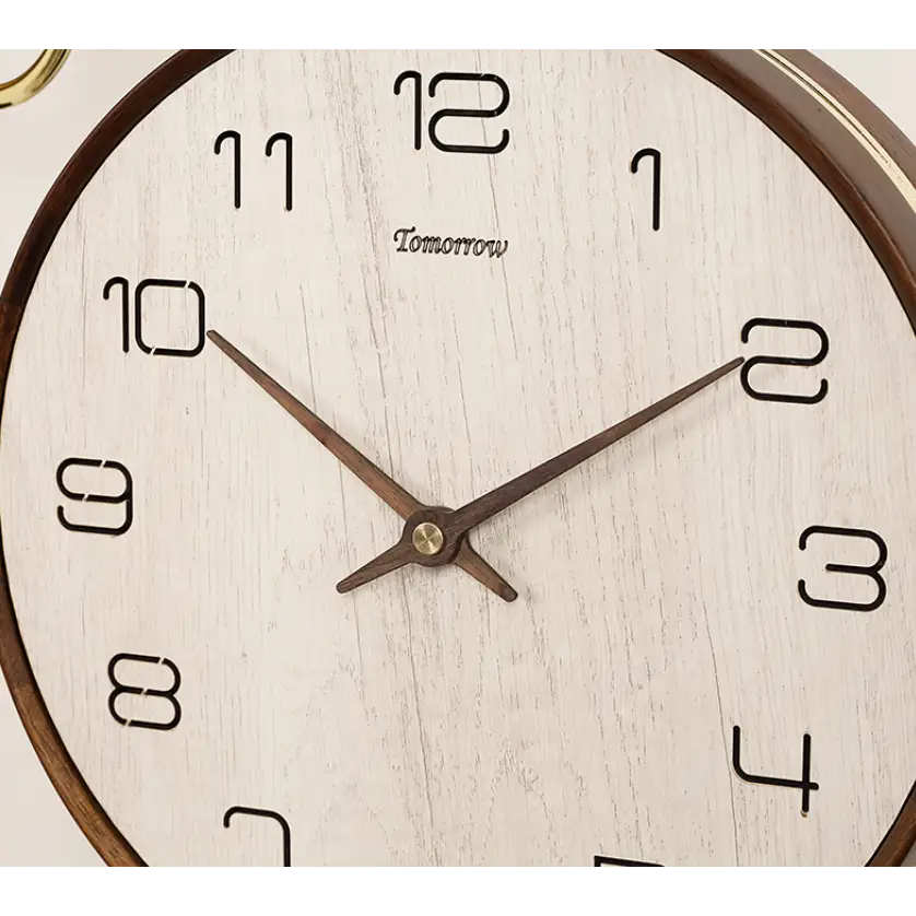Double-Sided Wooden Wall Clock - Silent Two-Face Design