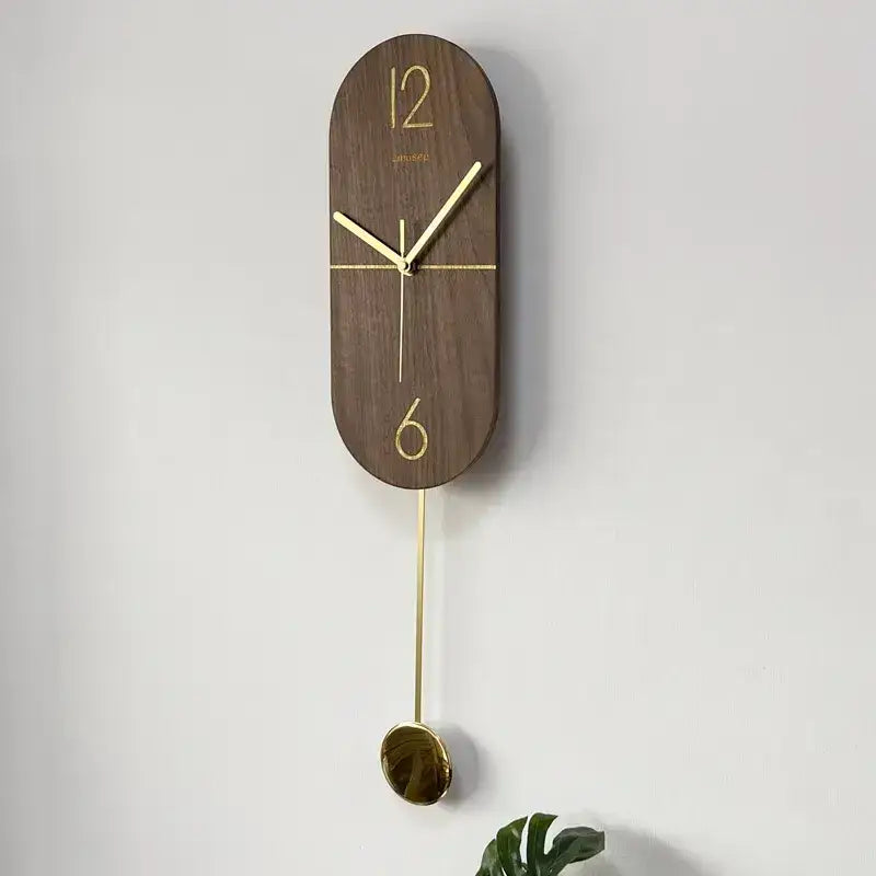 Elegant Walnut Wood Pendulum Clock - wall clock