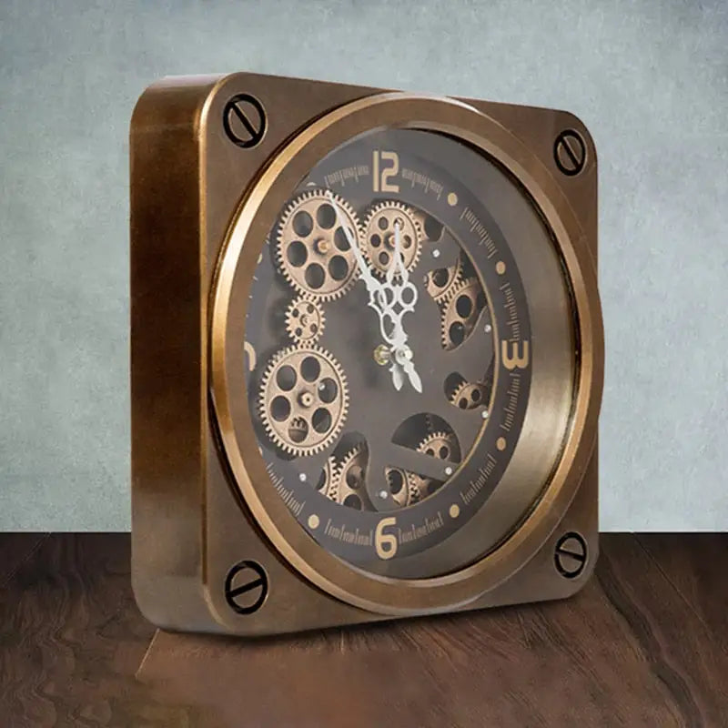 European wall clock with PVC dial and silent quartz movement hanging on living room wall