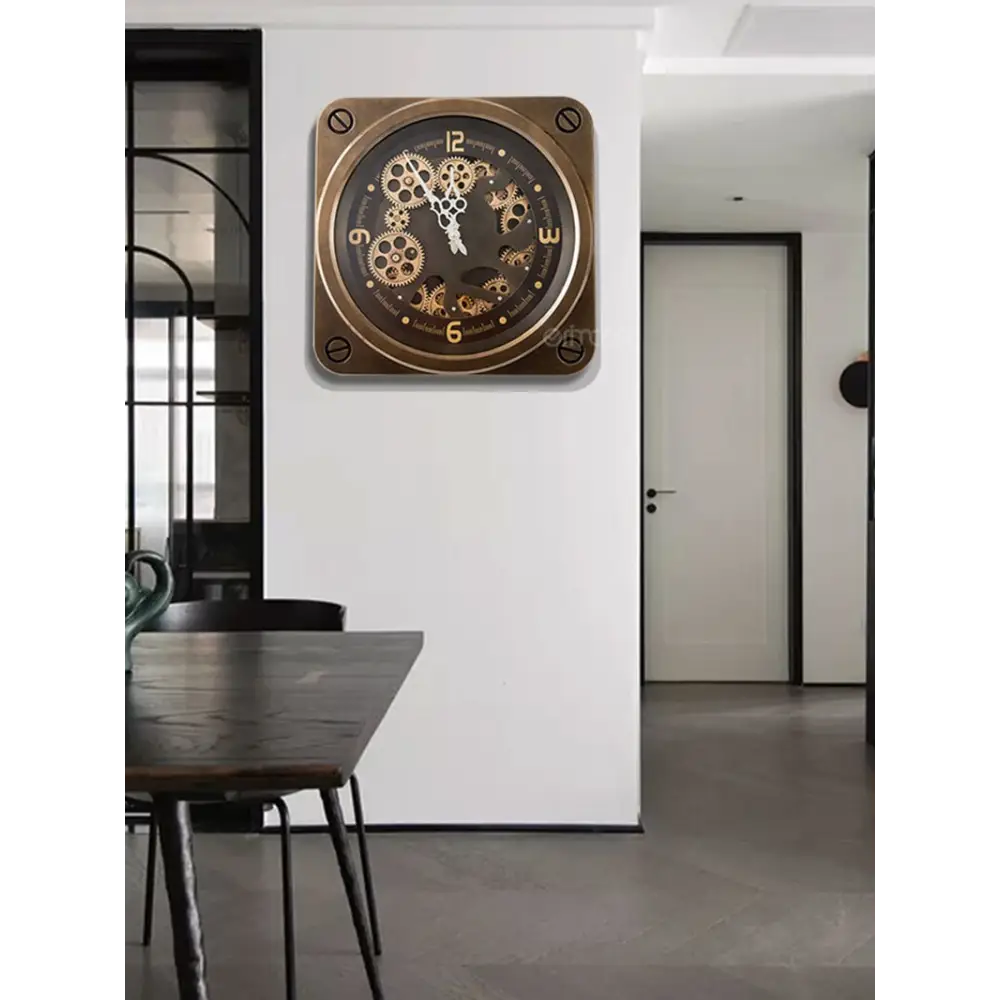 Side profile of 14-inch European style wall clock showing plastic body and glass mirror element