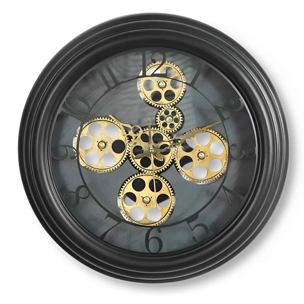 Exposed Gear Wall Clock - Antique Industrial Metal Design