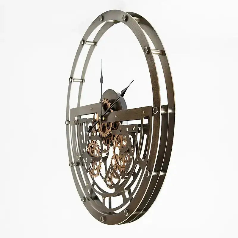 Exposed Gear Wall Clock with Metal Frame - wall clock