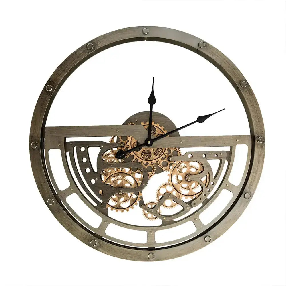 Exposed Gear Wall Clock with Metal Frame - wall clock
