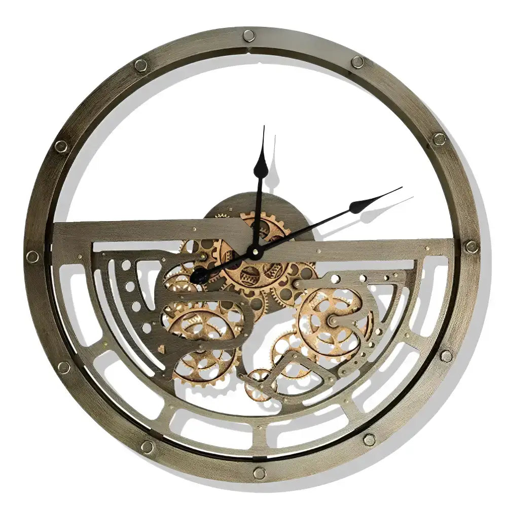 Exposed Gear Wall Clock with Metal Frame - wall clock