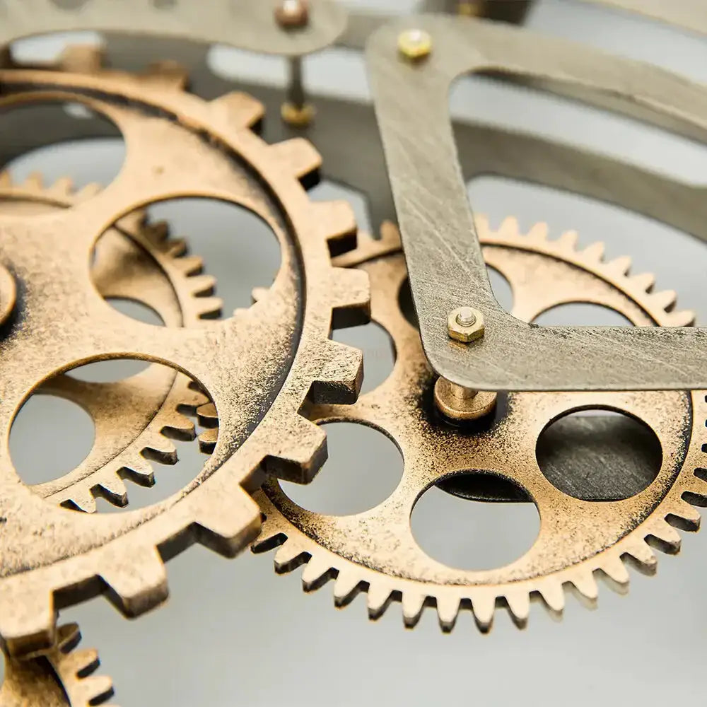 Exposed Gear Wall Clock with Metal Frame - wall clock