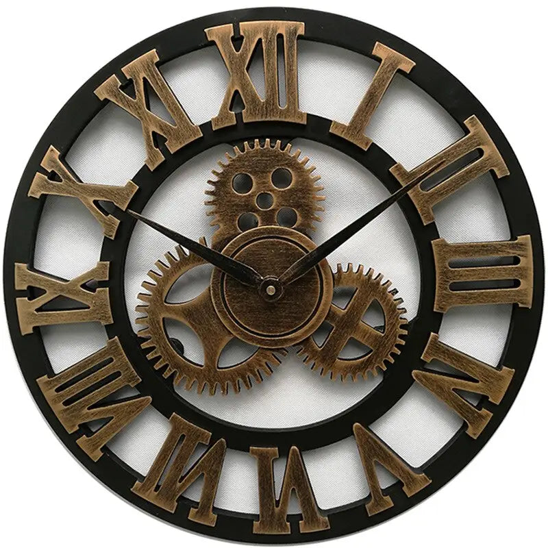 80 cm wood and silver wall clock in modern living room