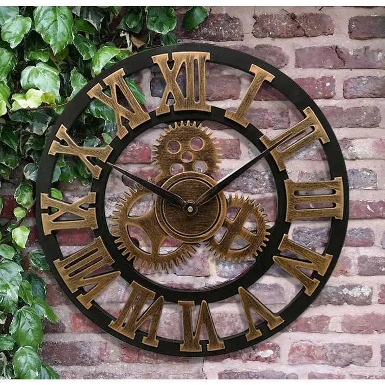 Giant Wooden Wall Clock - 80 cm Silent Quartz