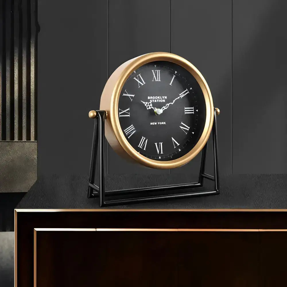 Gold Black Table Clock - wall clock