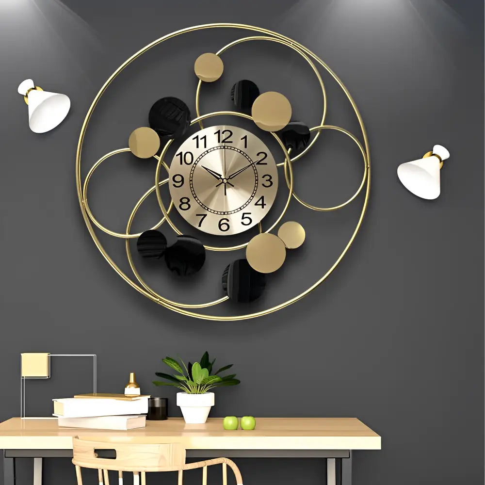 Gold Circle Design Wall Clock - 60 cm Metal Dial