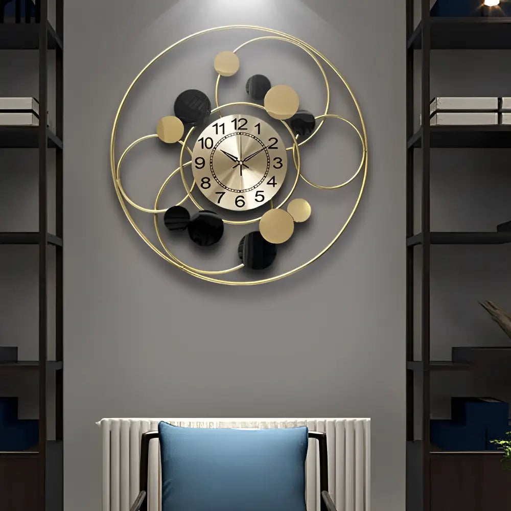 Gold Circle Design Wall Clock - 60 cm Metal Dial