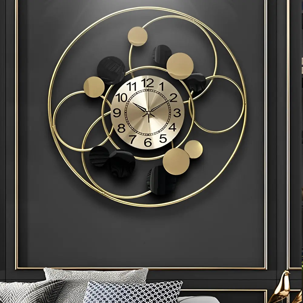 Gold Circle Design Wall Clock - 60 cm Metal Dial