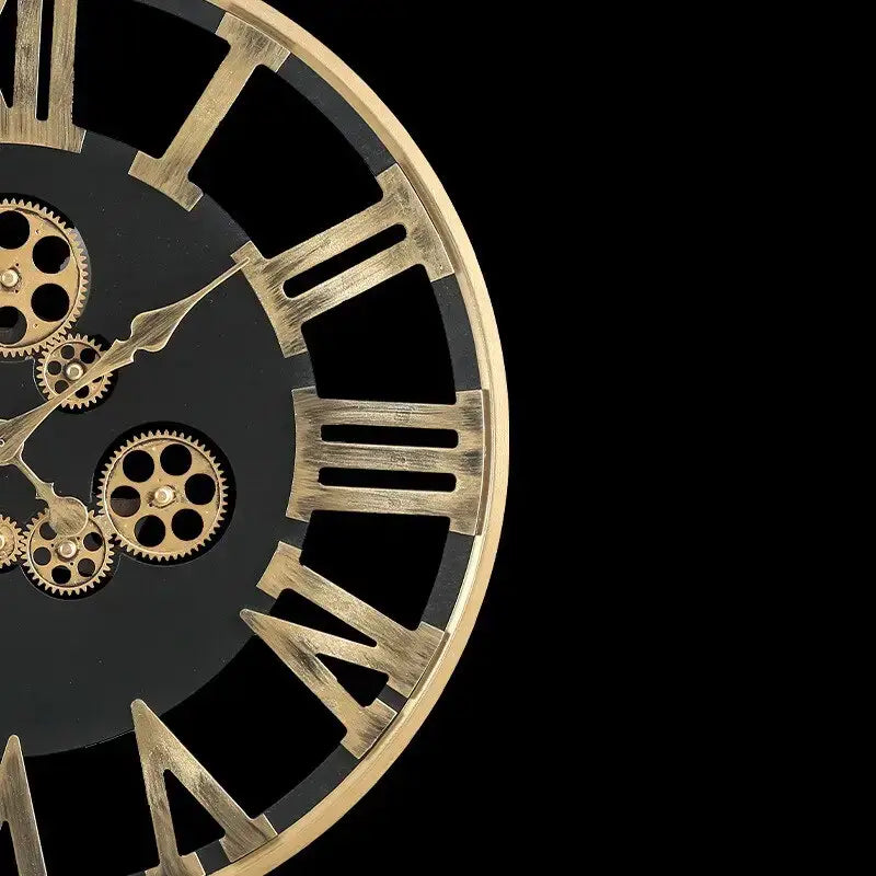 Gold Gear Roman Wall Clock - wall clock