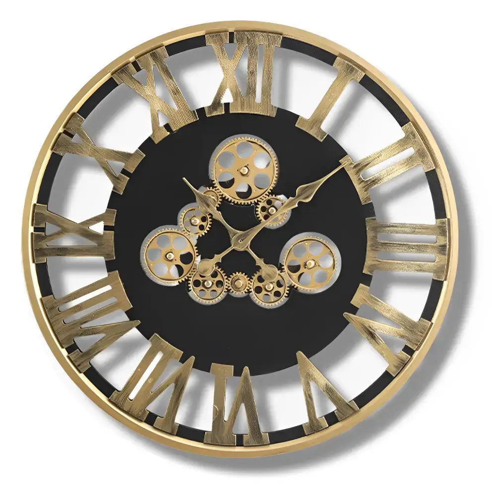 Gold Gear Roman Wall Clock - wall clock