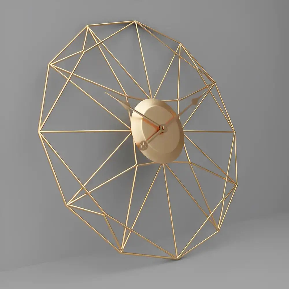Gold Geometric Wireframe Wall Clock - wall clock