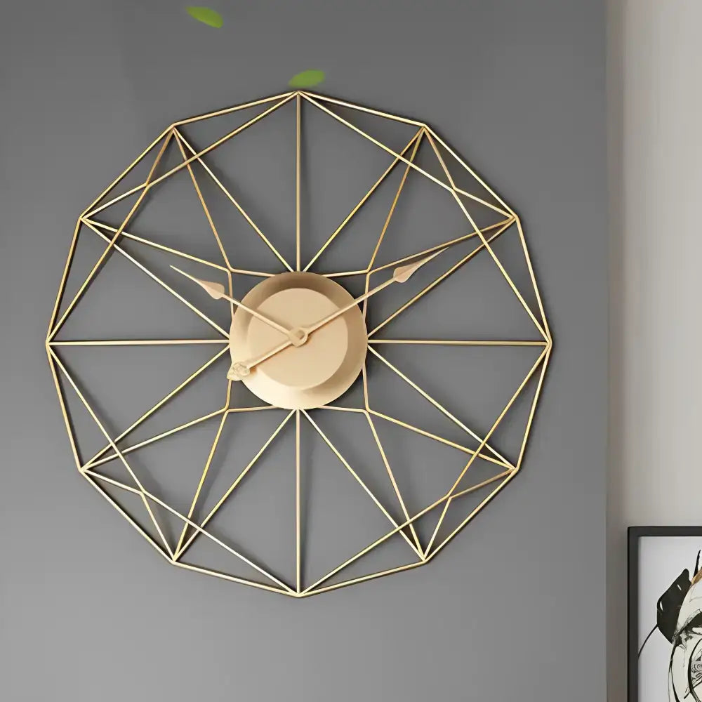 Gold Geometric Wireframe Wall Clock - wall clock