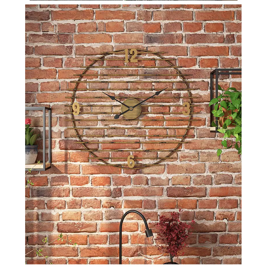 Gold Metal Wall Clock - 50 cm Silent Quartz Timepiece
