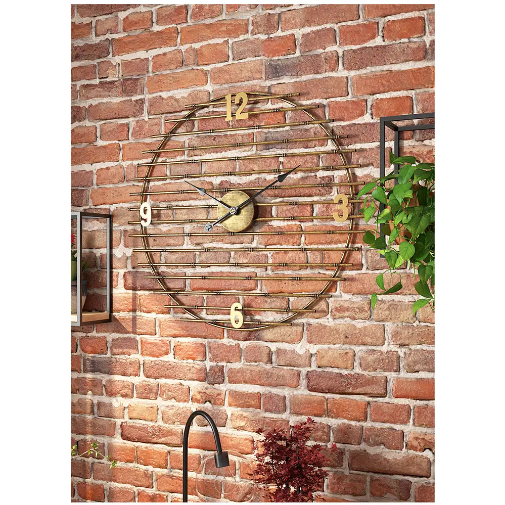 Gold Metal Wall Clock - 50 cm Silent Quartz Timepiece