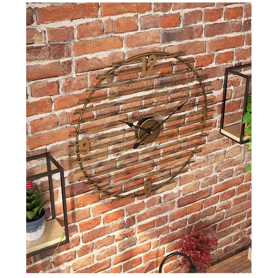 Gold Metal Wall Clock - 50 cm Silent Quartz Timepiece