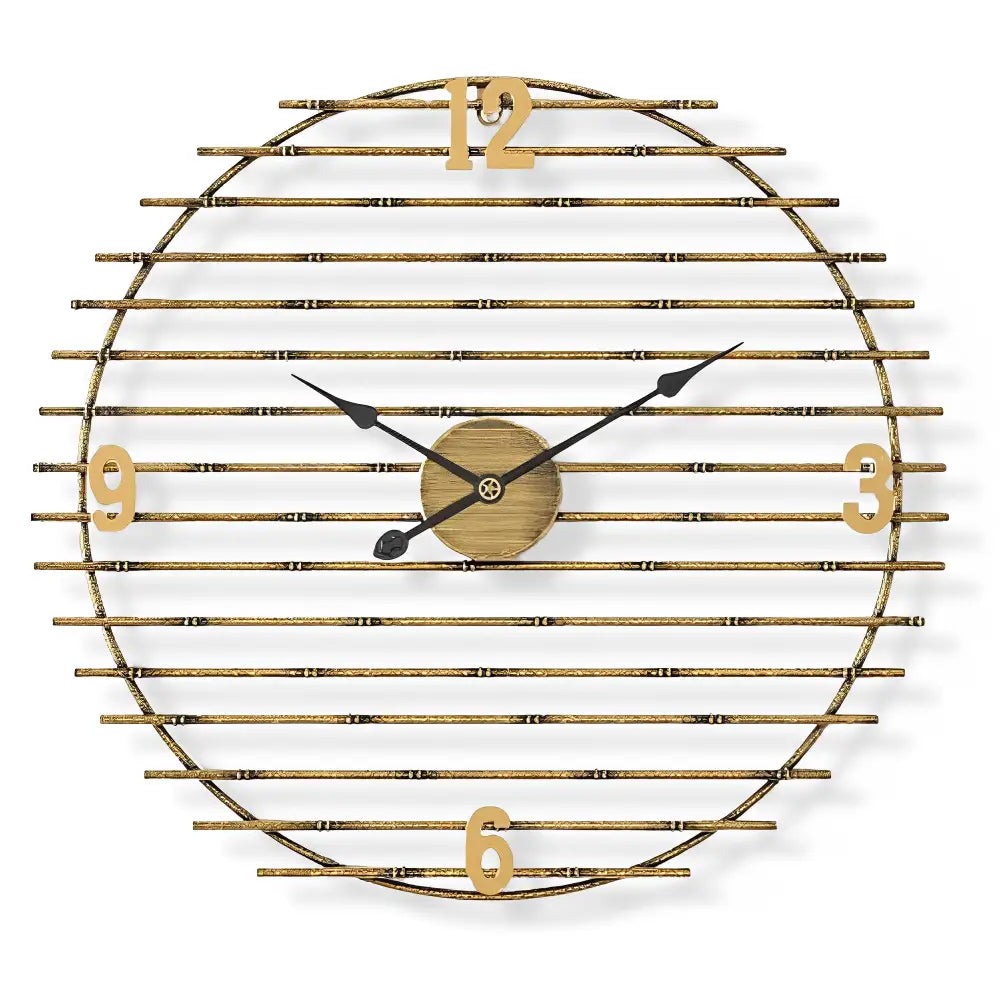 Gold Metal Wall Clock - 50 cm Silent Quartz Timepiece