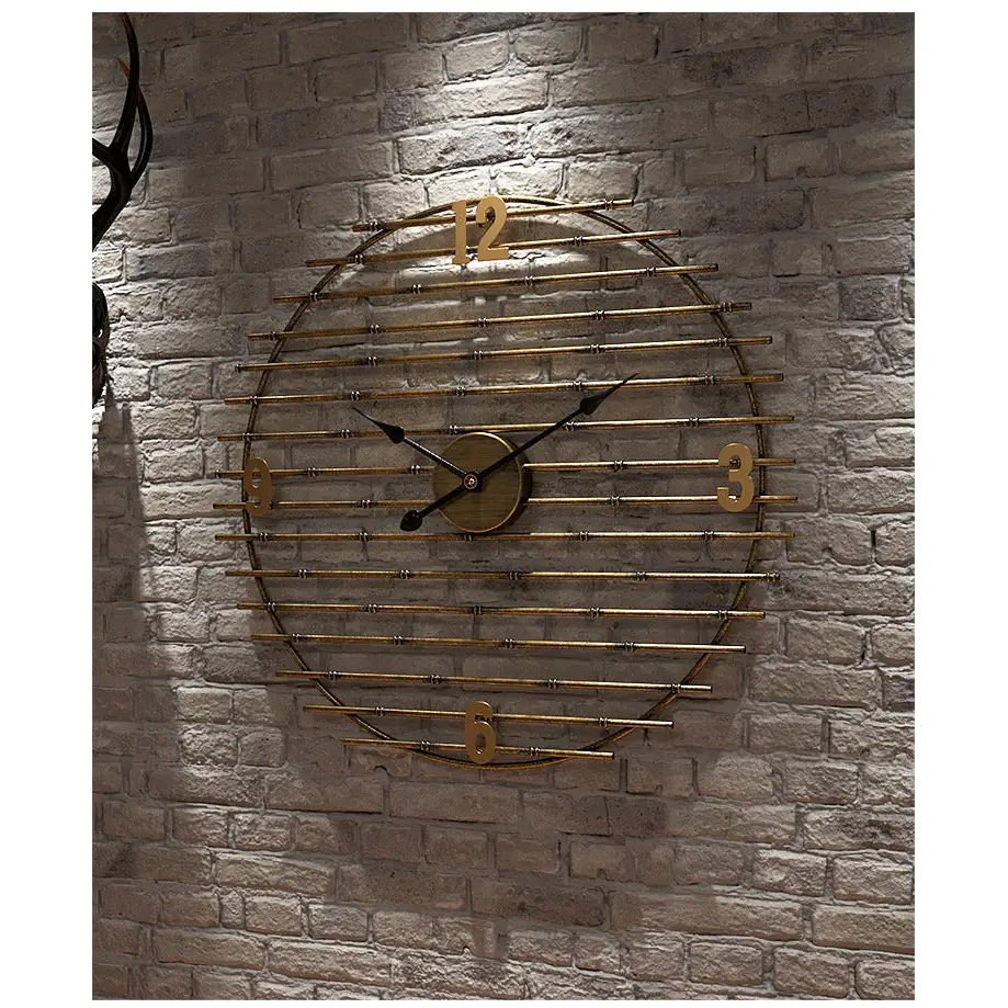 Gold Metal Wall Clock - 50 cm Silent Quartz Timepiece