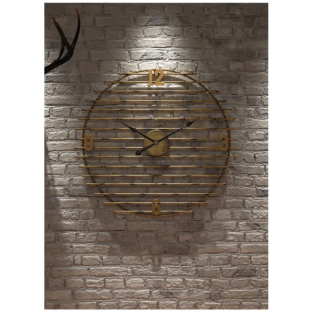 Gold Metal Wall Clock - 50 cm Silent Quartz Timepiece