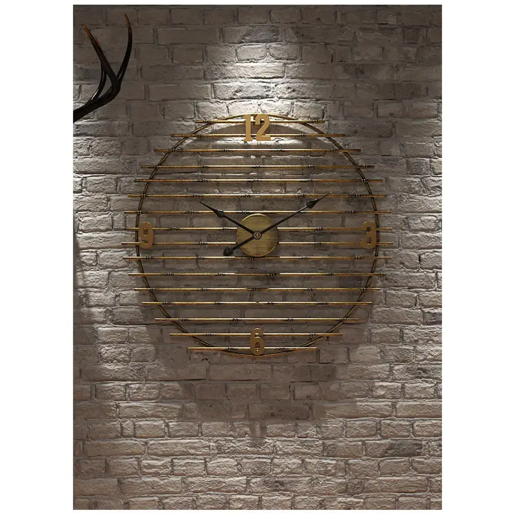 Gold Metal Wall Clock with Openwork Design - wall clock