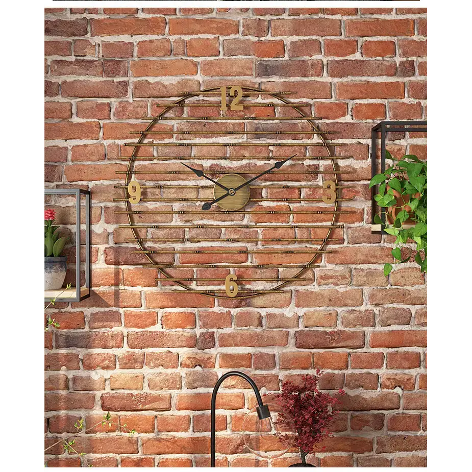 Gold Metal Wall Clock with Openwork Design - wall clock
