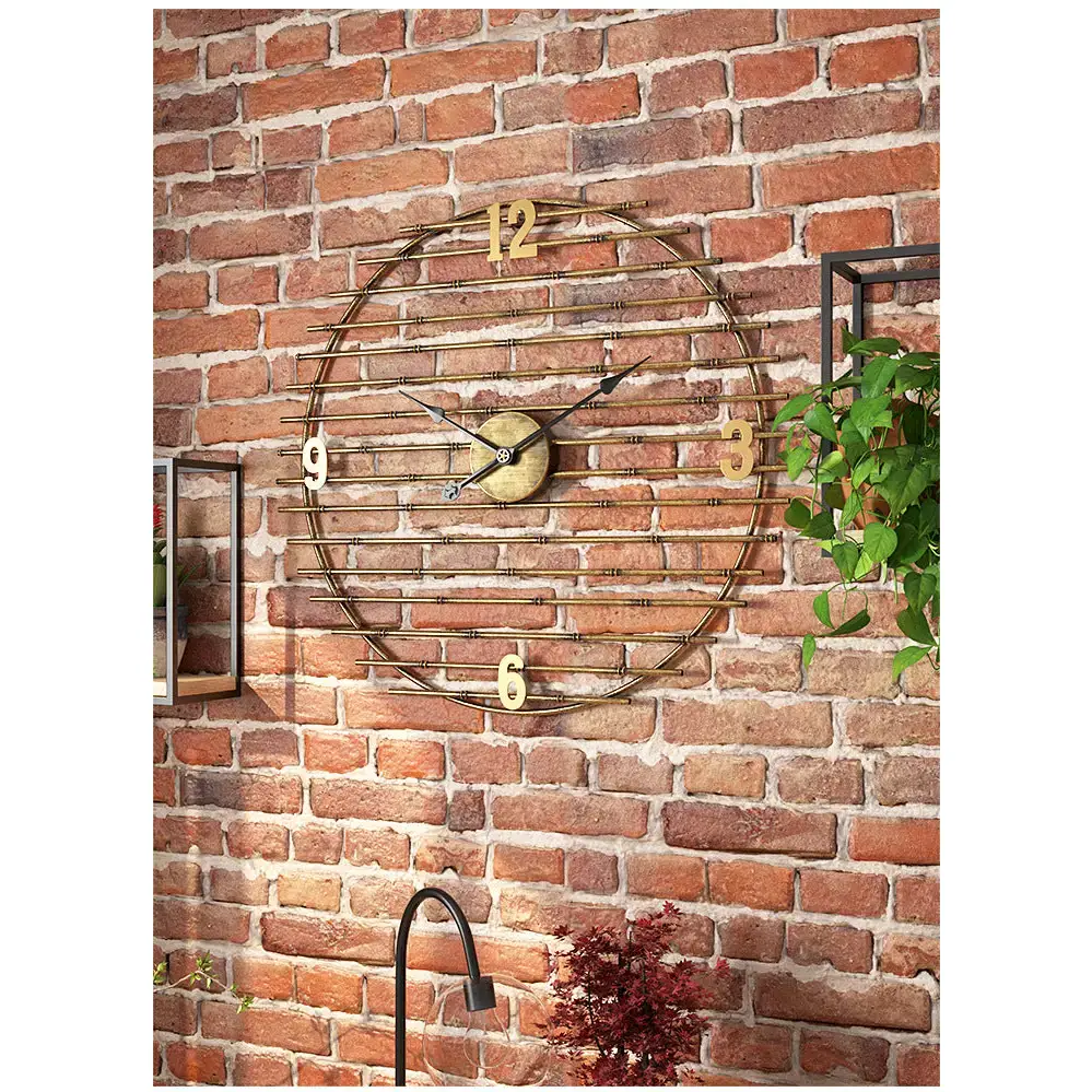 Gold Metal Wall Clock with Openwork Design - wall clock