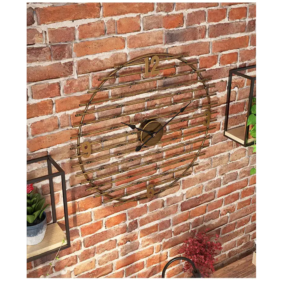 Gold Metal Wall Clock with Openwork Design - wall clock