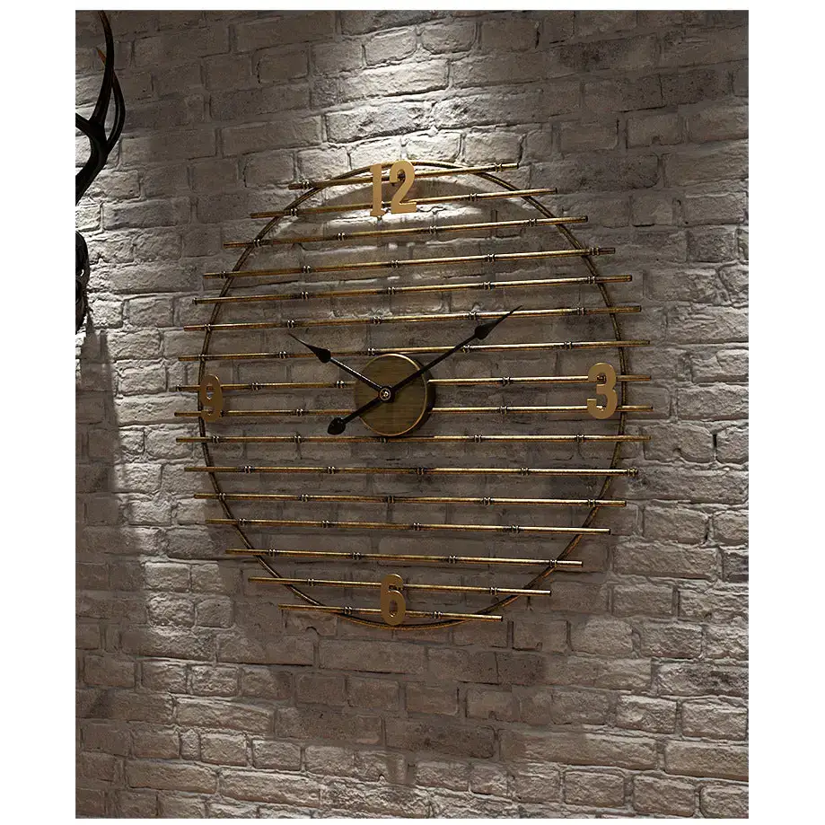 Gold Metal Wall Clock with Openwork Design - wall clock
