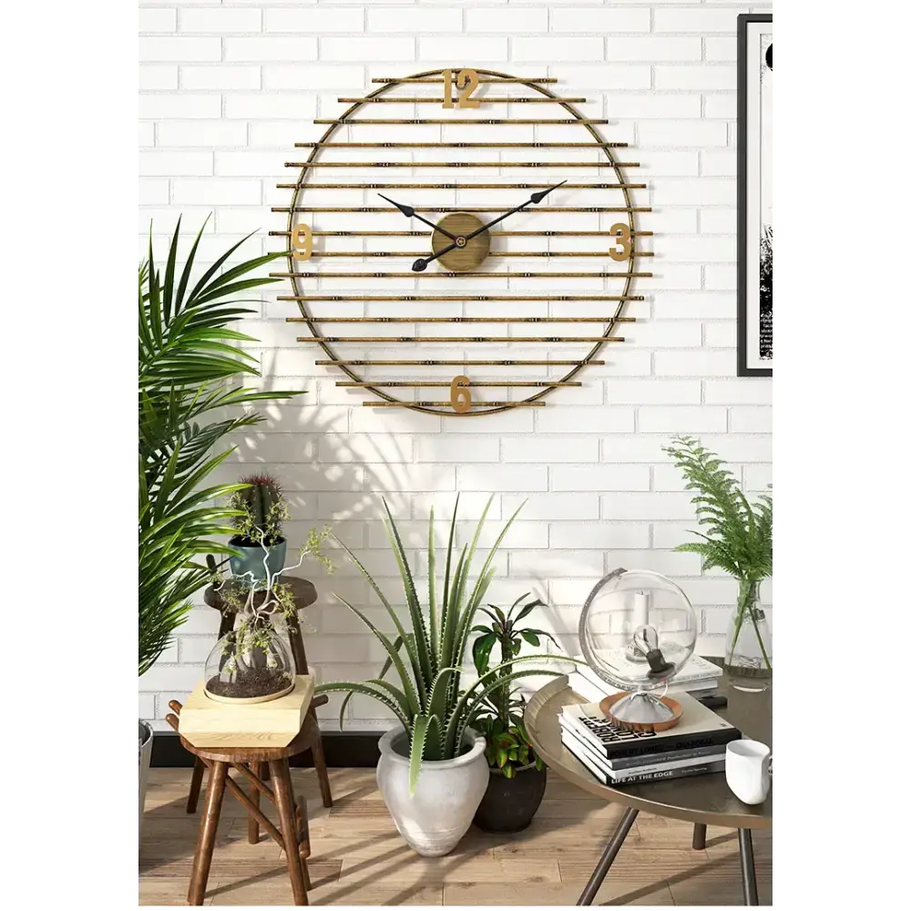 Gold Metal Wall Clock with Openwork Design - wall clock