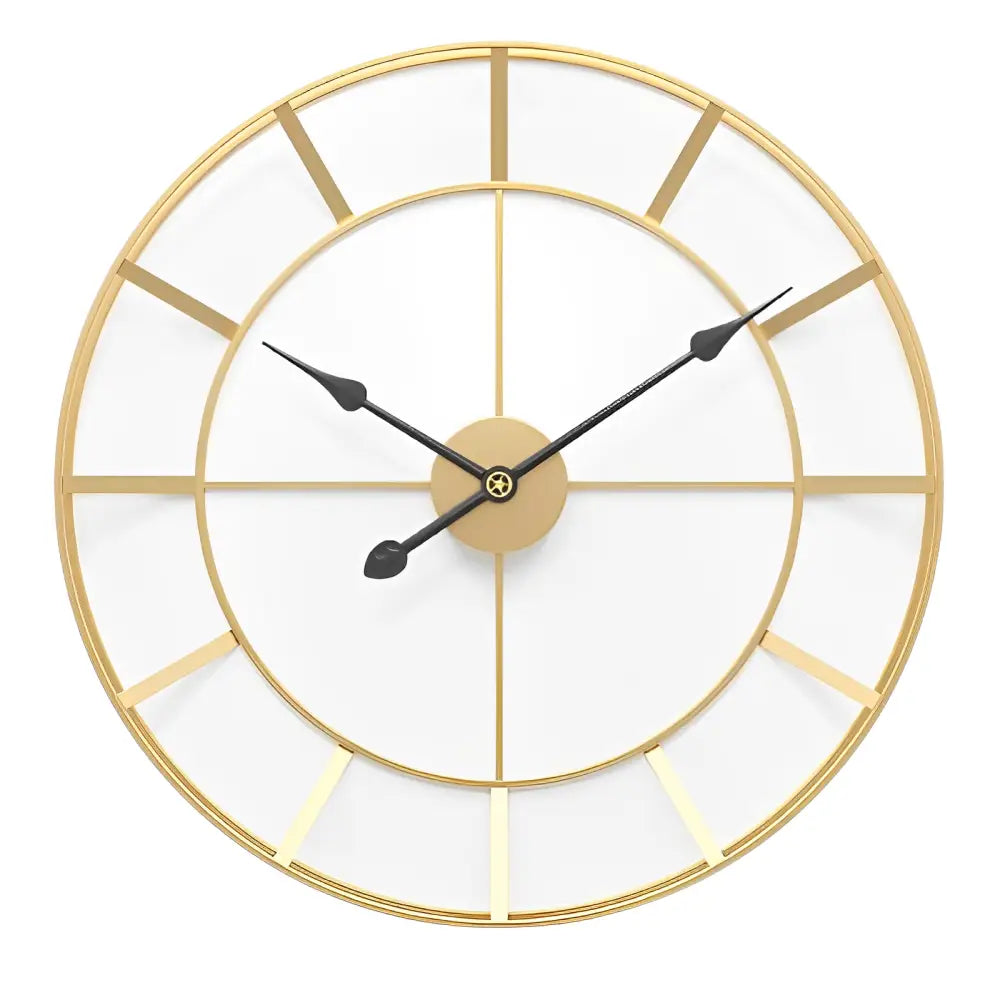 Gold Minimalist Wall Clock - Silent Quartz Metal 50 cm