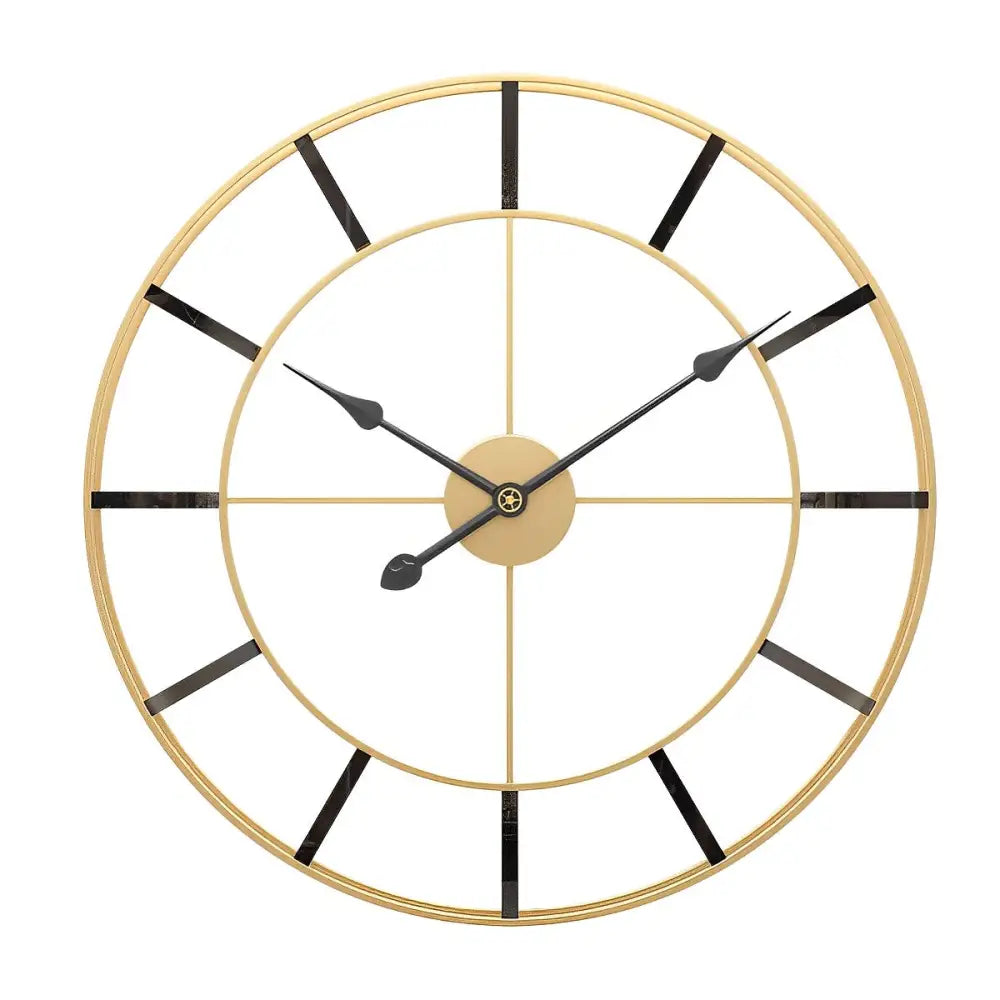Gold Minimalist Wall Clock - Silent Quartz Metal 50 cm