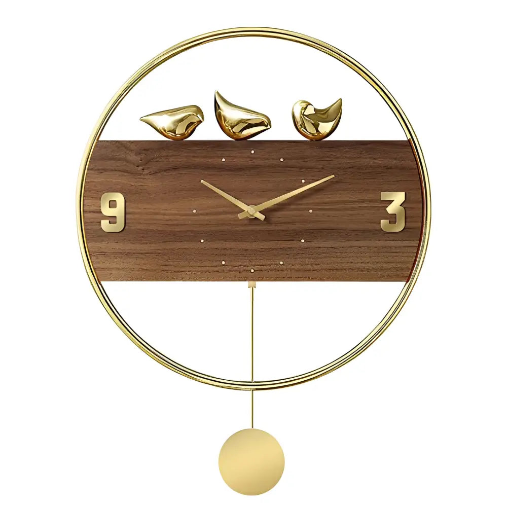 Golden Birds 3D Pendulum Wall Clock - Silent Nordic Vintage
